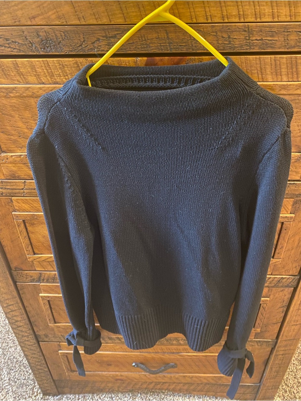 Ann Taylor black boatneck sweater with bow tie sleeves